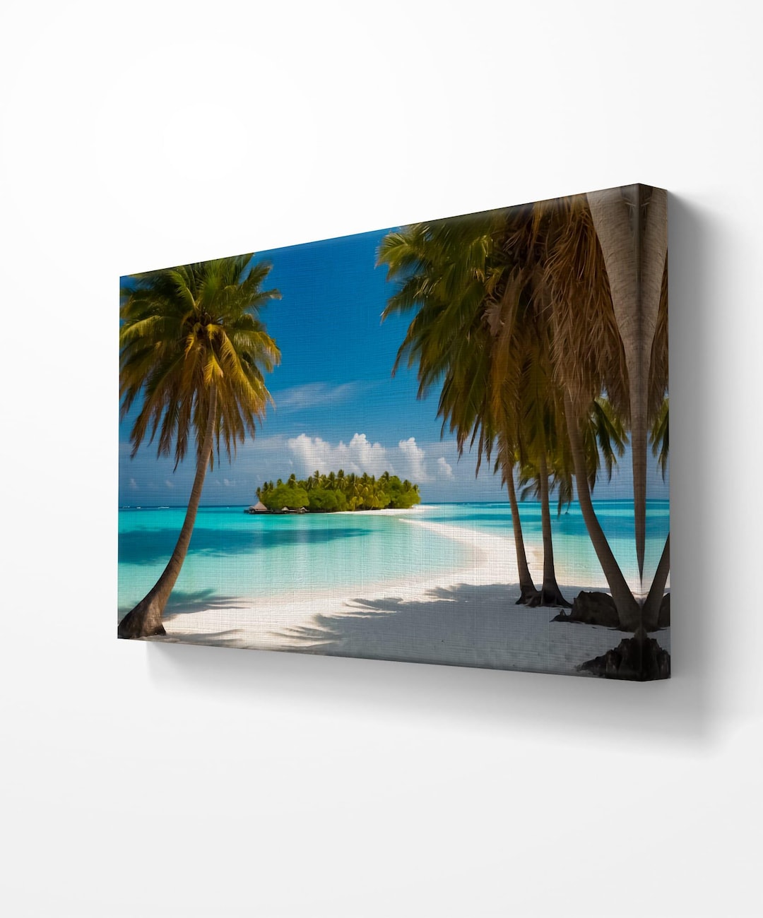 Tropical Beach Canvas Art, Palm Tree Ocean Landscape, Maldives Island ...