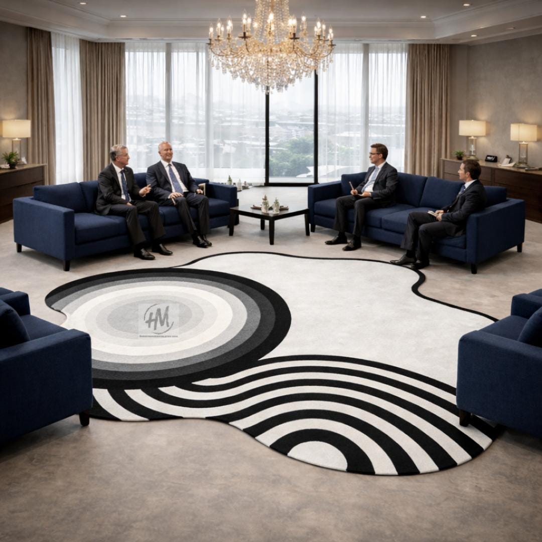 Hand Tufted Wool Abstract Rug Modern Black White Luxury Living Room ...