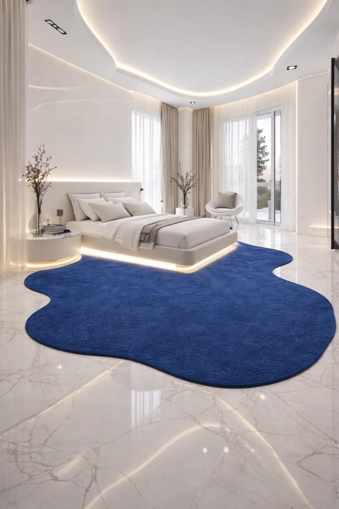 Hand Tufted Wool Blue Abstract Area Rug Modern Luxury Custom Size - Etsy