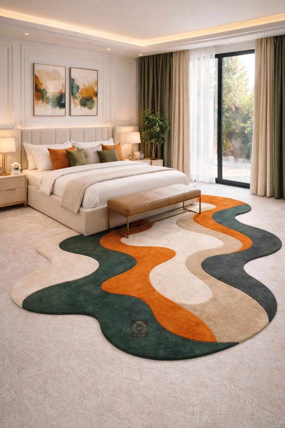 Modern Abstract Hand Tufted Wool Rug Irregular Shape Contemporary ...