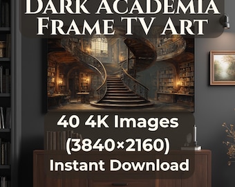 40 Dark Academia Frame TV Art Bundle for Samsung The Frame, Moody Vintage Library Screensaver, 16:9 3840x2160, Instant Download