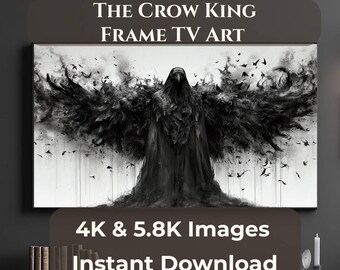 El marco de la colección The Crow King para TV, pantalla gótica Dark Raven, Samsung The Frame Art 4K, descarga digital JPG de 5.8K