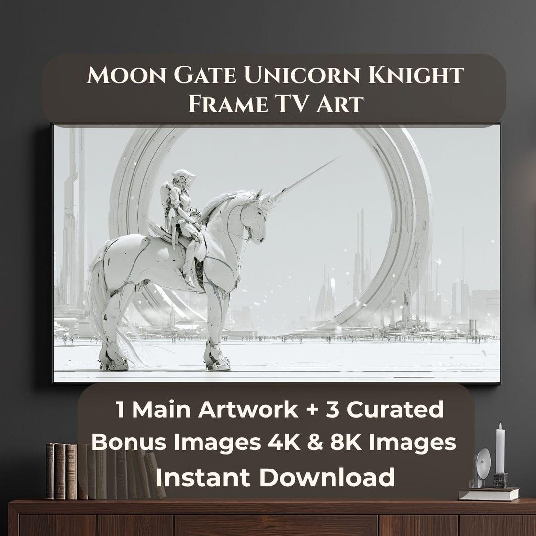 Knightframe Moon Gate Unicorn Knight Frame TV Art, Futuristic Portal 4K & 8K TV ...
