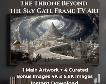 The Throne Beyond the Sky Gate Frame TV Art Set of 5, Samsung The Frame TV Art, Celestial Kingdom Wall Art, 4K Download