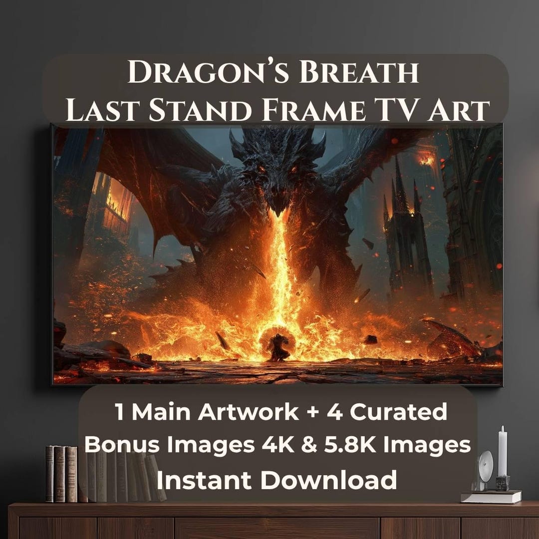 Dragon Frame TV Art, Fire Dragon Wall Art, Dark Fantasy TV Art, Last ...