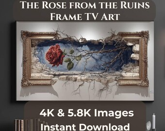 Rose Frame TV Art 4K, Floral Wall Art Digital Download, Samsung The Frame TV Art, Gothic Illusion Escape Art JPG 16:9