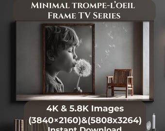 Minimal Trompe L’oeil Frame TV Art 4K, Samsung The Frame TV Art Download, Neutral Gallery Screen, 1 Design 2 JPG Sizes, 16:9