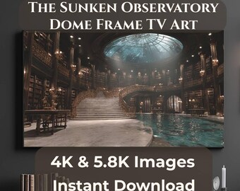 Arte para TV con marco de cúpula de observatorio sumergido, arte para TV con marco de biblioteca submarina, arte para TV con marco Samsung The Frame 4K, descarga digital JPG 5.8K