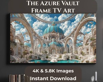 The Azure Vault Frame TV Art, Samsung The Frame Digital Download, Luxury Palace TV Art, 4K + 5.8K JPG, Celestial Blue Fantasy Display