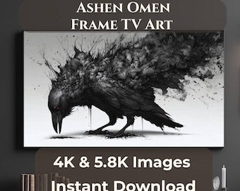 Arte para TV Ashen Omen Raven Frame, Pantalla de TV Dark Gothic Crow, Samsung The Frame Art 4K, Descarga digital JPG 5.8K