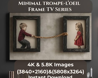 Arte minimalista con trampantojo para TV, ilusión de cuerda con marcos conectados, descarga digital de arte para TV Samsung Frame 4K, galería conceptual