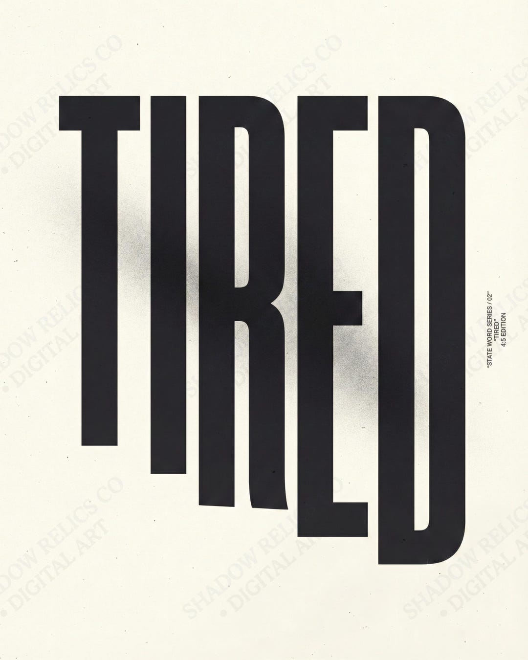 TIRED Minimalist Typography Wall Art Printable, Bold Black Text Poster ...