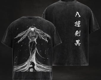 Retro Schweres 90er Jahre Dämon T-Shirt, Dark Gothic Graphic Tee, Vintage Washed Streetwear, Anime Vintage Washed Shirt, cah21ak