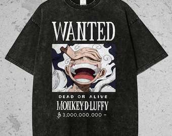Gear 5 Bounty Poster Vintage Oversize Tee, Wanted Poster Monkey D Luffy T-Shirt, One Piece Bounty Tee, Anime Fan Shirt, Luffy Vintage Tee