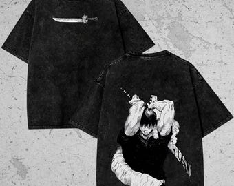 Toji Katana Oversized Tee, Vintage Toji Fushiguro Washed  Shirt, JJK Shirt, Anime Graphic Tshirt, Anime Gift Tshirt, Vintage Anime Shirt