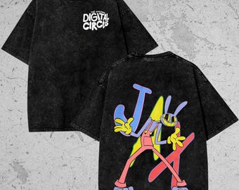 The Amazing Digital Circus Printed Unisex Washed T-Shirt, Pomni Themed Shirt, Cute Anime Comfort Color Shirt,The Amazing Digital Circus