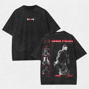 Call of Duty John Price Printed Unisex Washed T-Shirt, Captain Price "Modern Warfare" T-Shirt, Vintage Washed Oversized Shirt