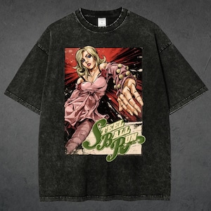 Vintage Anime Shirt, Oversized Streetwear Graphic Tee, JJBA Retro Black Shirt, Gift For Fans, bC02N