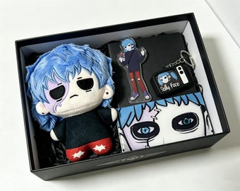 Verzamelgeschenkdoos met Sally Face-thema | Acryl standaard pluche poppensleutelhangerset voor fans