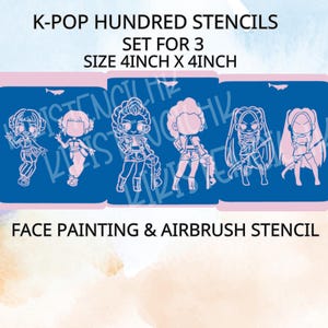 Kpop demon hunters cute stencils | face painting stencils | airbrush stencils