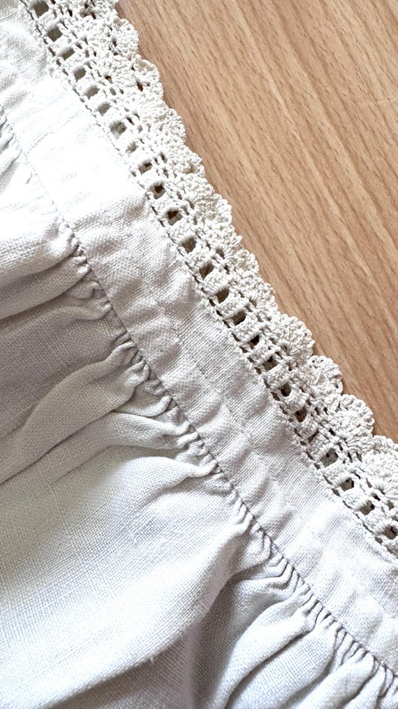 Chemise de nuit ancienne en coton – Broderies mai… - image 6
