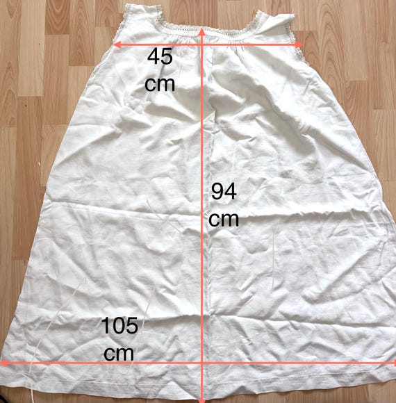 Chemise de nuit ancienne en coton – Broderies mai… - image 10