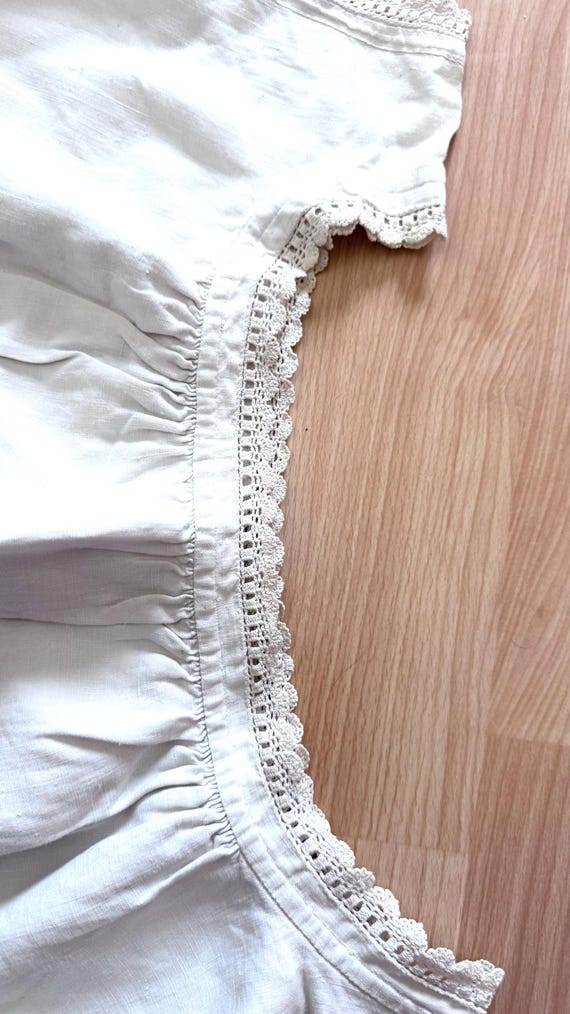 Chemise de nuit ancienne en coton – Broderies mai… - image 5