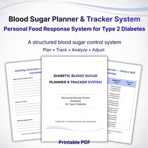 Type 2 Diabetes Workbook, Diabetic Blood Sugar Planner, Glucose Tracker Printable, Meal Impact Log, Blood Sugar Response Journal image 1