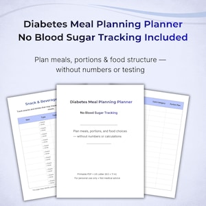 Type 2 Diabetes Meal Planner, Portion Control, Weekly Food Structure (Digital Download)
