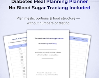 Type 2 Diabetes Workbook, Diabetic Blood Sugar Planner, Glucose Tracker Printable, Meal Impact Log, Blood Sugar Response Journal