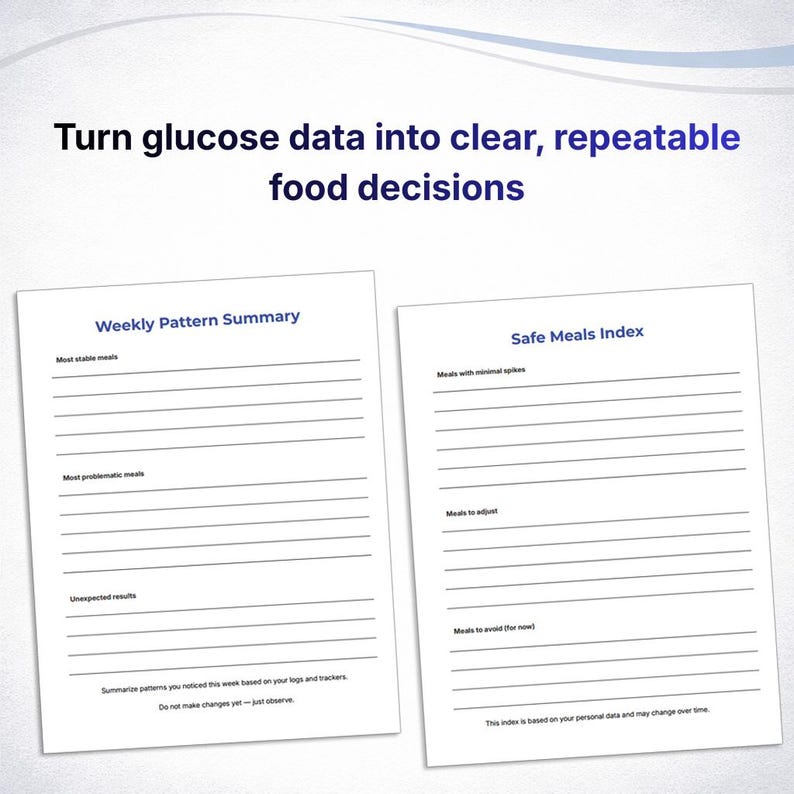 Type 2 Diabetes Workbook, Diabetic Blood Sugar Planner, Glucose Tracker Printable, Meal Impact Log, Blood Sugar Response Journal image 6
