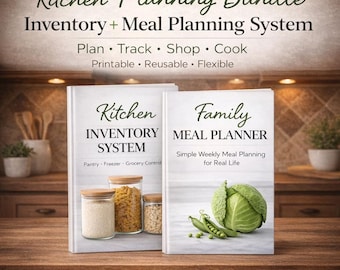 Planificador de comidas + Inventario de cocina / Organizador de despensa, congelador y comestibles / PDF imprimible