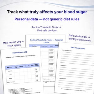 Type 2 Diabetes Workbook, Diabetic Blood Sugar Planner, Glucose Tracker Printable, Meal Impact Log, Blood Sugar Response Journal image 2