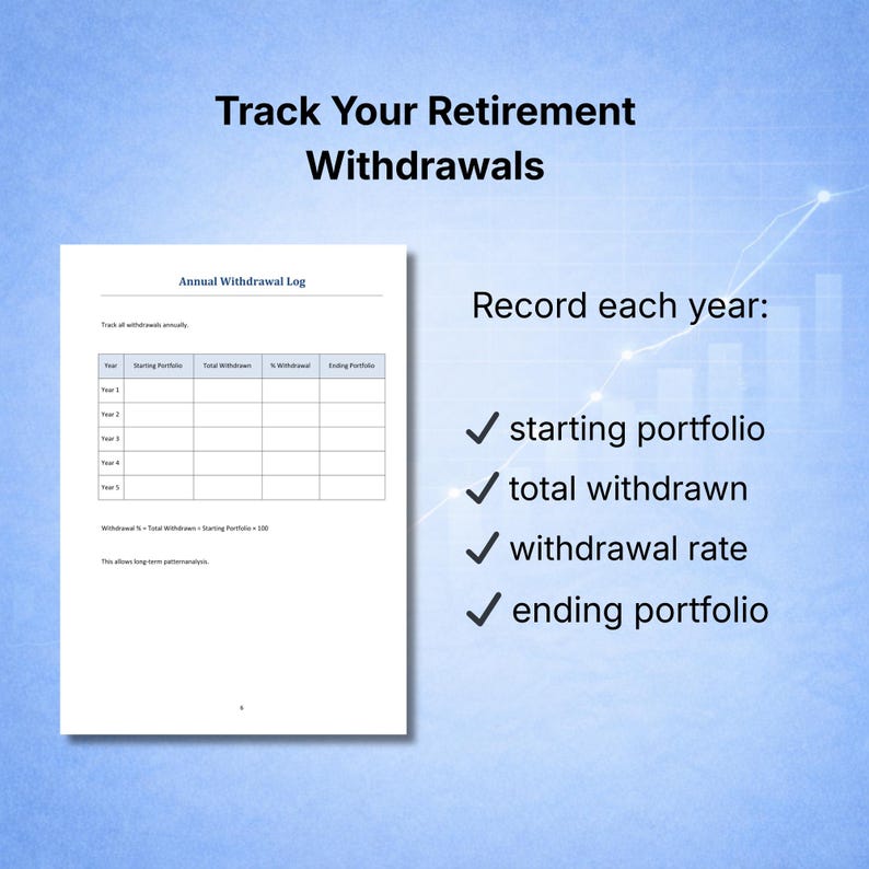 Retirement Withdrawal Example Retirement Withdrawal Tracker Printable PDF, 10 Year Portfolio ...