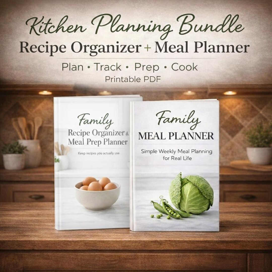 Meal Planning & Recipe Organizer Bundle | Weekly Kitchen Planner System ...