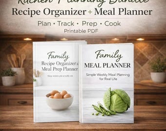 Paquete de planificación de comidas y organizador de recetas / Sistema de planificación semanal de cocina / PDF imprimible