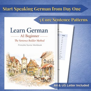 German Learning Workbook, Sentence Builder Method, Speak German in 7 Days, Beginner German Grammar PDF, German Phrases, A1 German Worksheet