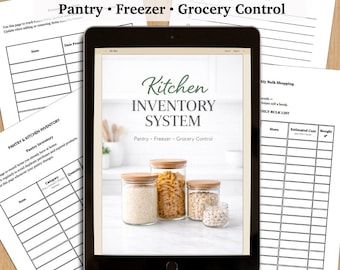 Sistema de inventario de despensa y congelador: organización de cocina imprimible (descarga PDF tamaño A4/Carta EE. UU.)