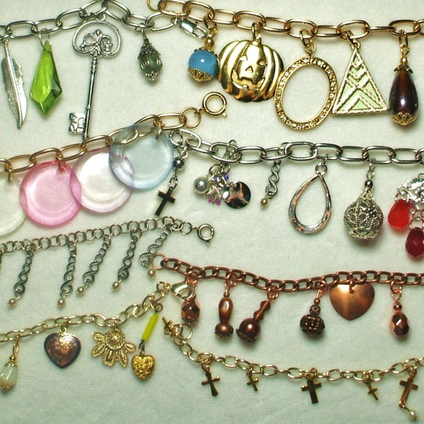 8 Vintage Style charm bracelets all wearable