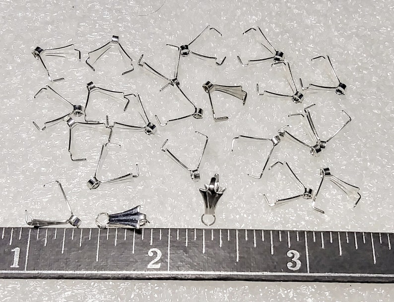 40 NEW Silver Plated Fold over Necklace Bails