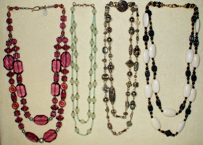 4 Vintage Double strand beaded necklaces