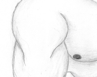 Muskulöser Männeroberkörper – Handgezeichnete Bleistiftkunst