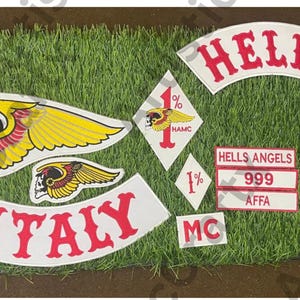 MC Hells Angels Biker Patch Set, Embroidered Motorcycle Club Vest Patches
