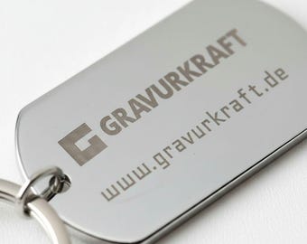 Metall Schlüsselanhänger aus Edelstahl mit Personalisierter Gravur Name | Logo