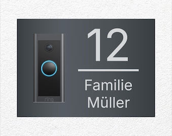 Marco de timbre color antracita: aspecto elegante, compatible con la mayoría de timbres estándar.