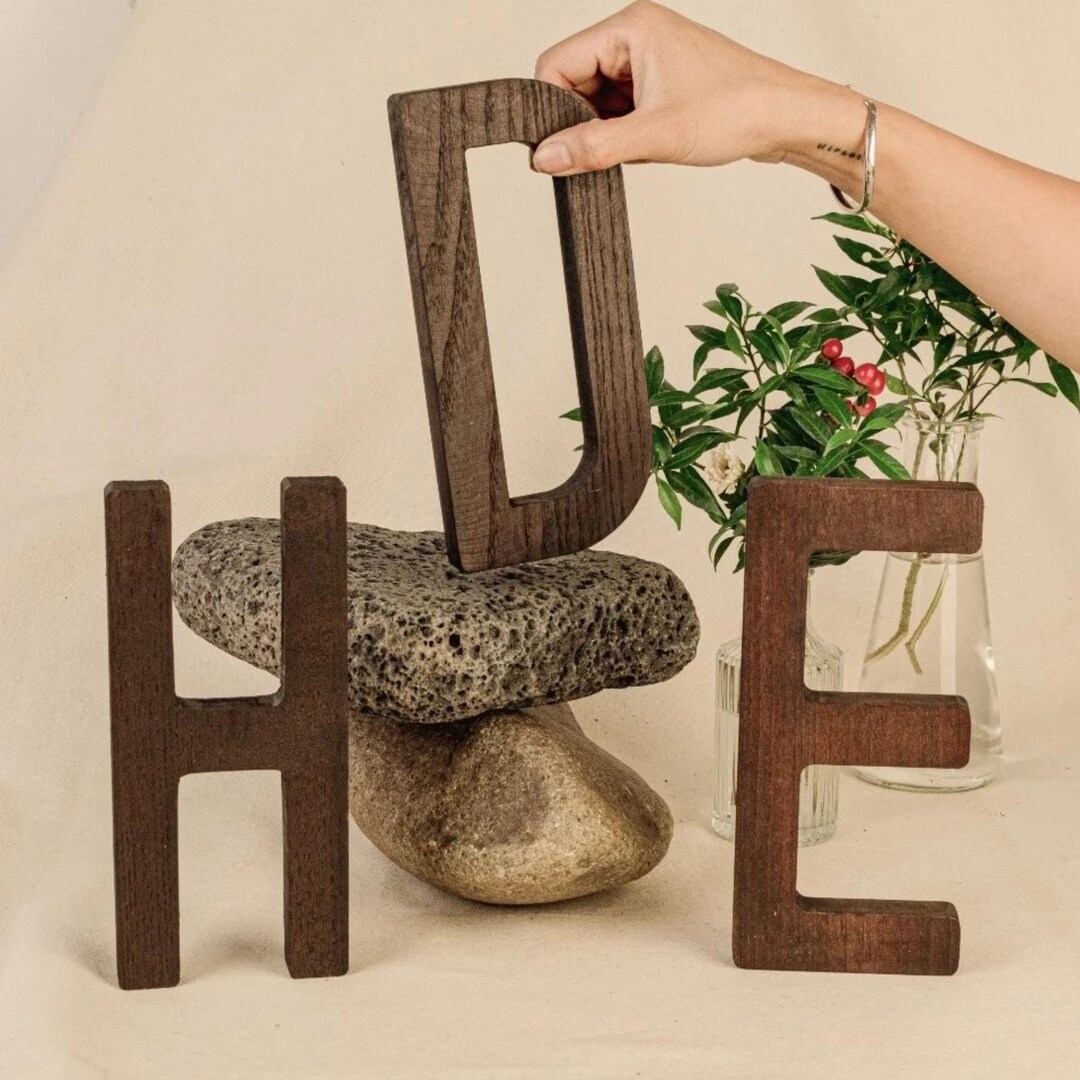 Handmade Ash Wood Wall Letters, Walnut Finish, Minimalist Decor - Etsy