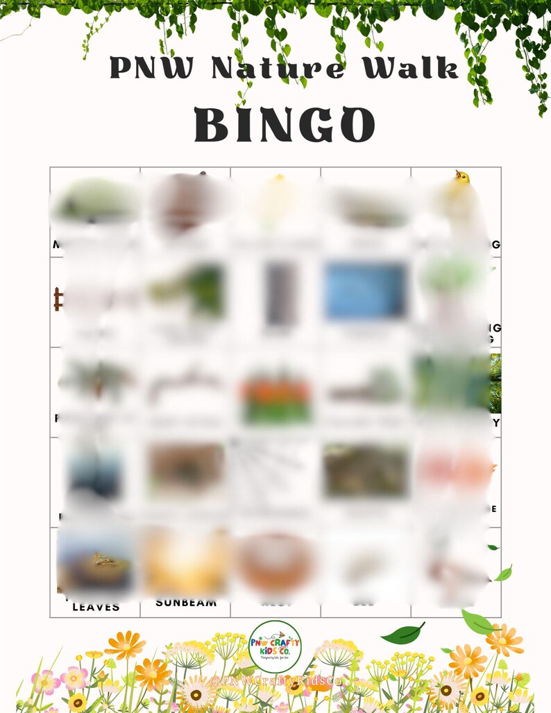 Nature Walk Bingo Printable | Set of 4 | Kids Outdoor Scavenger Hunt ...