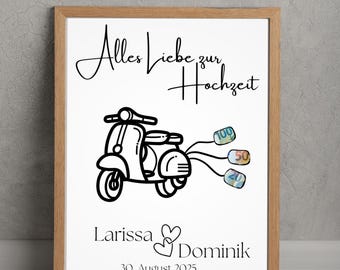 Regalo in denaro personalizzato per gli amanti della Vespa | Regalo di nozze | Regalo in denaro con motivo Vespa