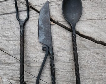 Hand Forge Carbon Steel Cutlery set For Restaurant Use, Vintage Style Cutlery, Kitchen Use Cutlery for women Gifts Anniversary