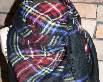 Plaid Tartan Blanket Scarf Black Plaid Scarf Christams Gift Scarves Zara Style Plaid 2014 Bloggers Favorite-Monogramming Avail